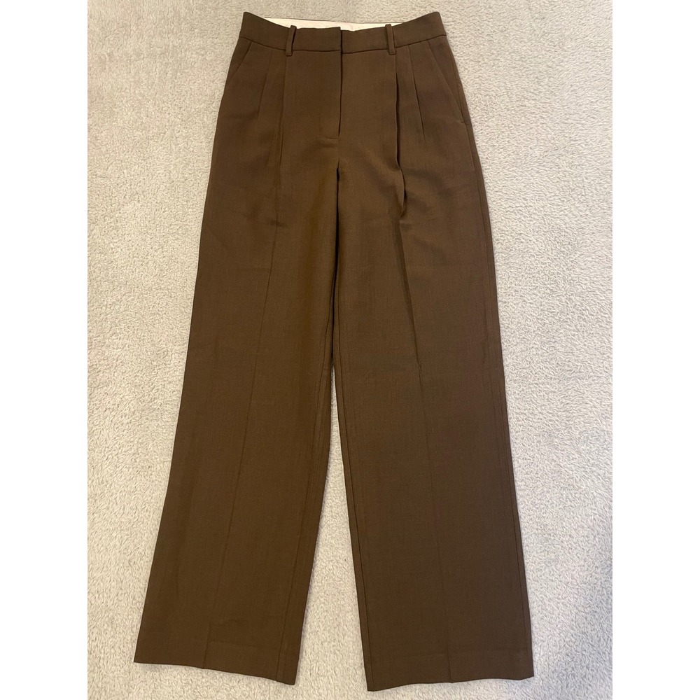 Wilfred The Effortless (Re)ssential Pant Womens 8 Brown Pleated Wide Leg Trouser